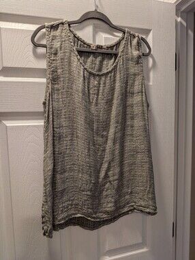 FLAX Light Green XL Sleeveless Tank Tunic Lagenlook Boho Linen